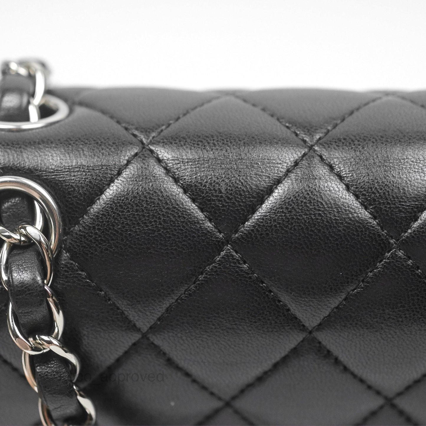 Chanel Classic M/L Medium Flap Quilted Black Lambskin Silver Hardware