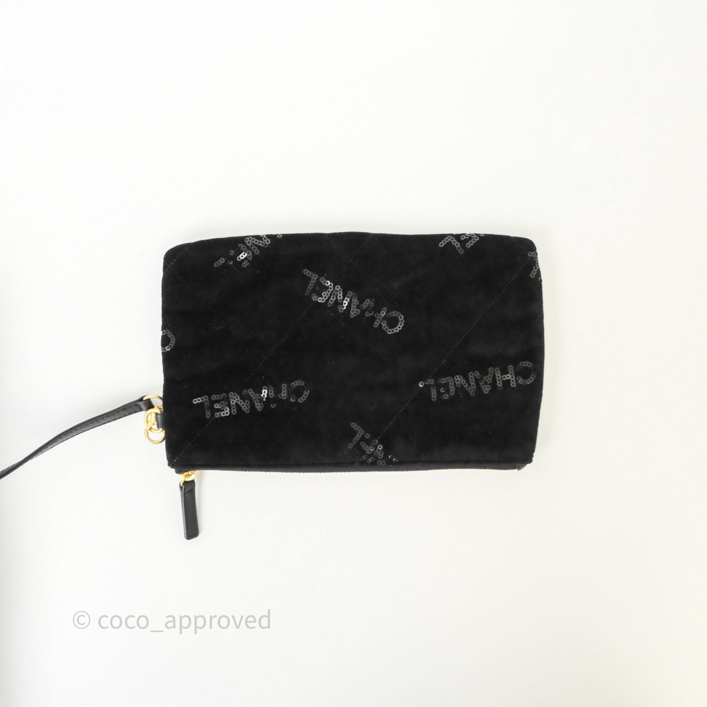 Chanel 22 Medium Sequins Logo Black Velvet