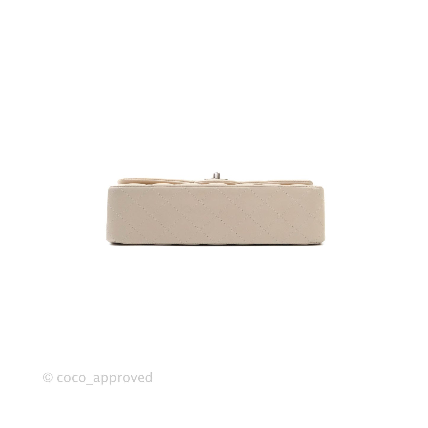 Chanel Classic M/L Medium Double Flap Cream Lambskin Silver Hardware