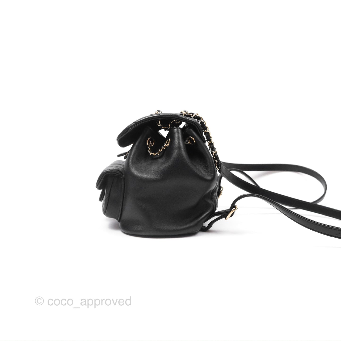 Chanel Quilted Small Duma Drawstring Backpack Black Lambskin