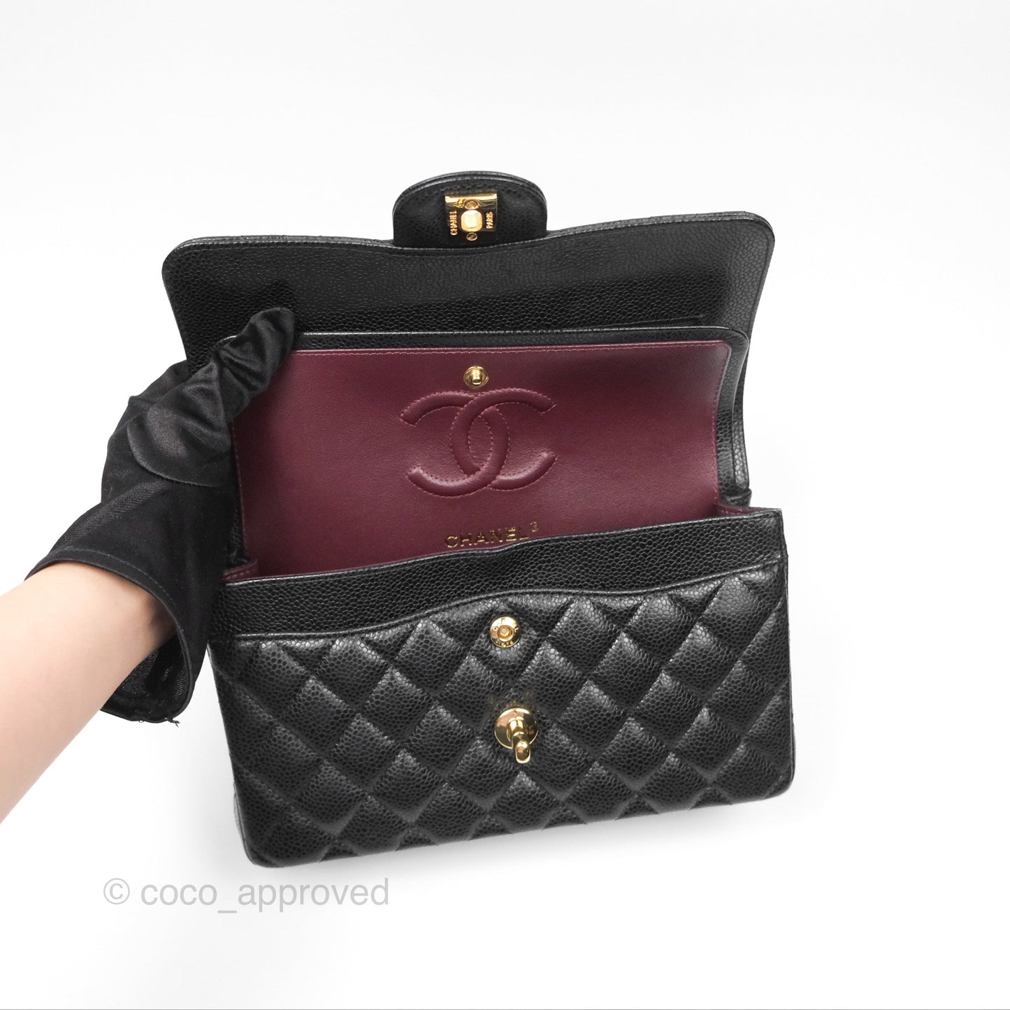 Chanel Small Classic Flap Quilted Black Caviar Gold Hardware