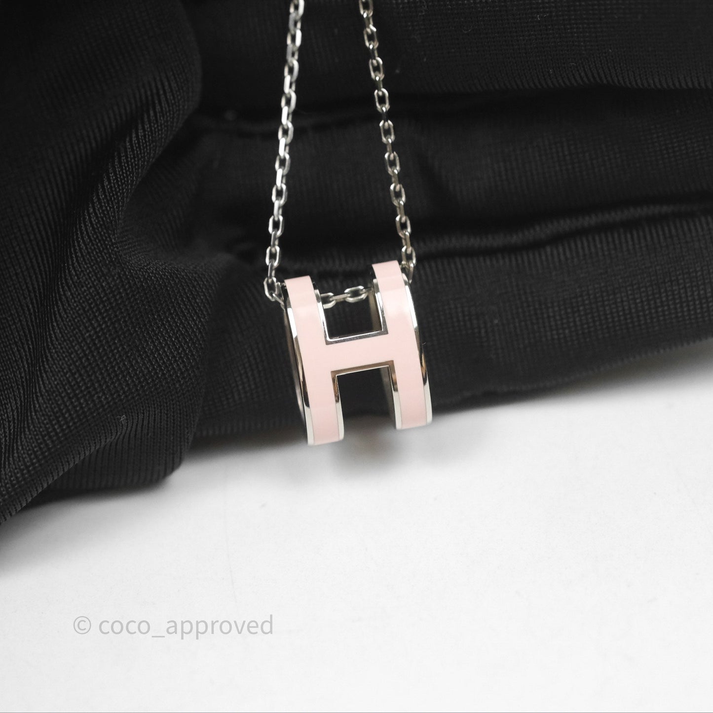 Hermès Pop H Light Pink Pendant Necklace Silver Hardware