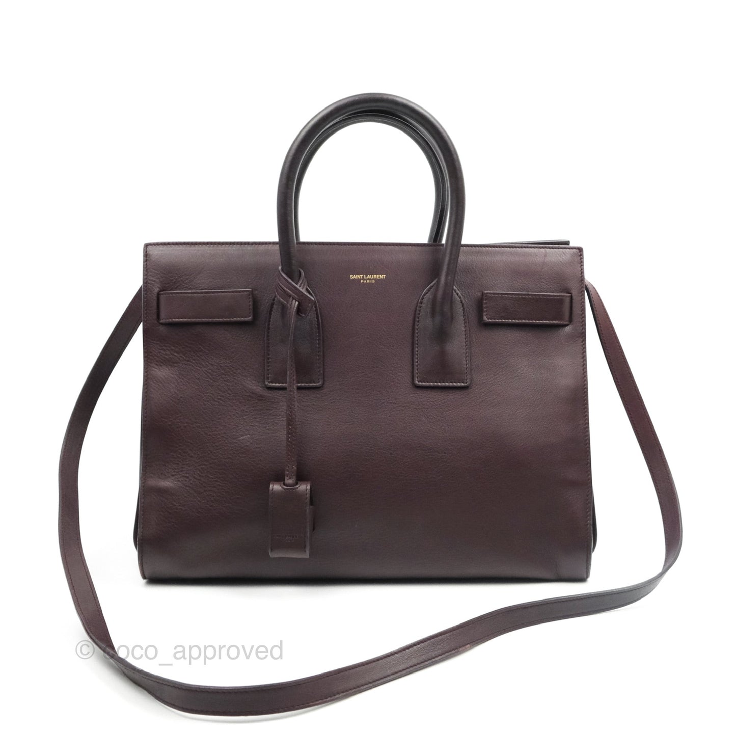 Saint Laurent Classic Sac De Jour Small Burgundy Smooth Calfskin Gold Hardware