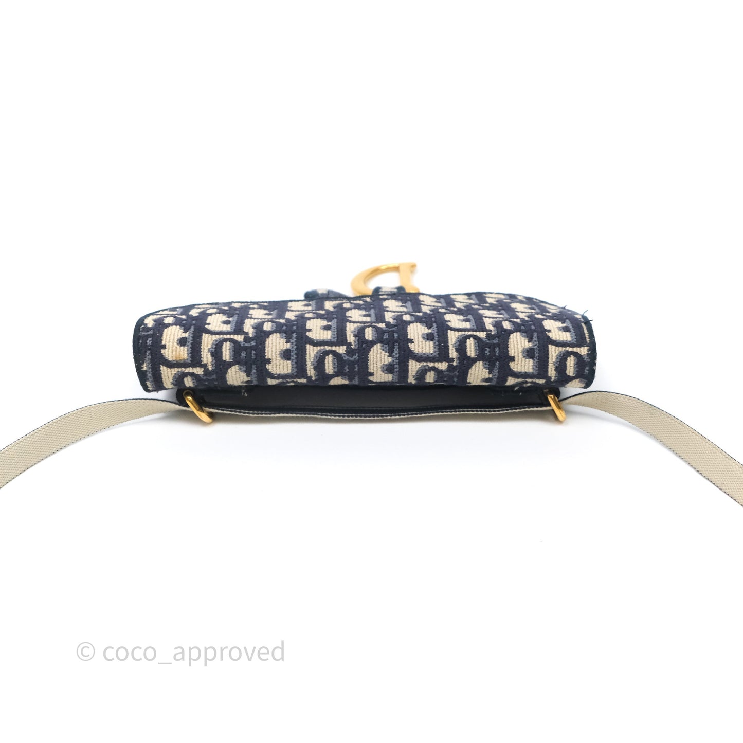 Christian Dior Navy Oblique Slim Saddle Pouch