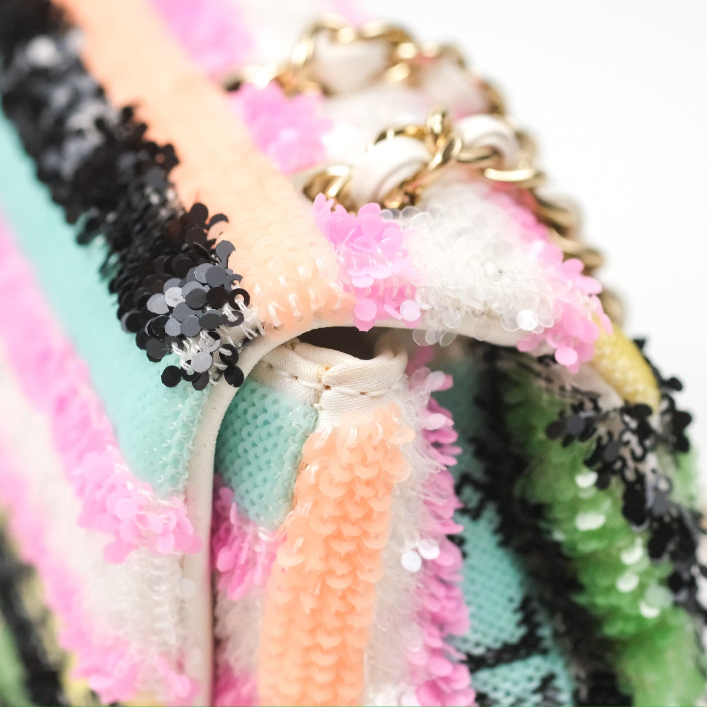 Chanel Mini Sequins Logo Flap Bag Multicolour Gold Hardware 22S