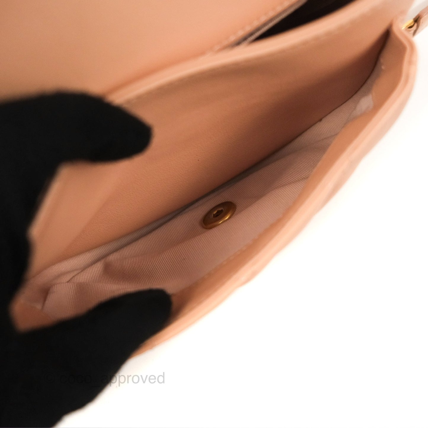 Chanel Messenger Bag Beige Pink Calfskin Aged Gold Hardware