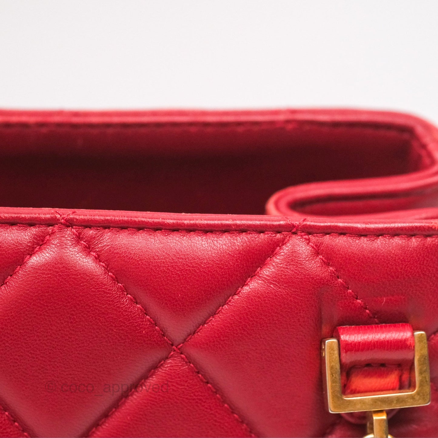 Chanel Tote Bag Red Lambskin Aged Gold Hardware