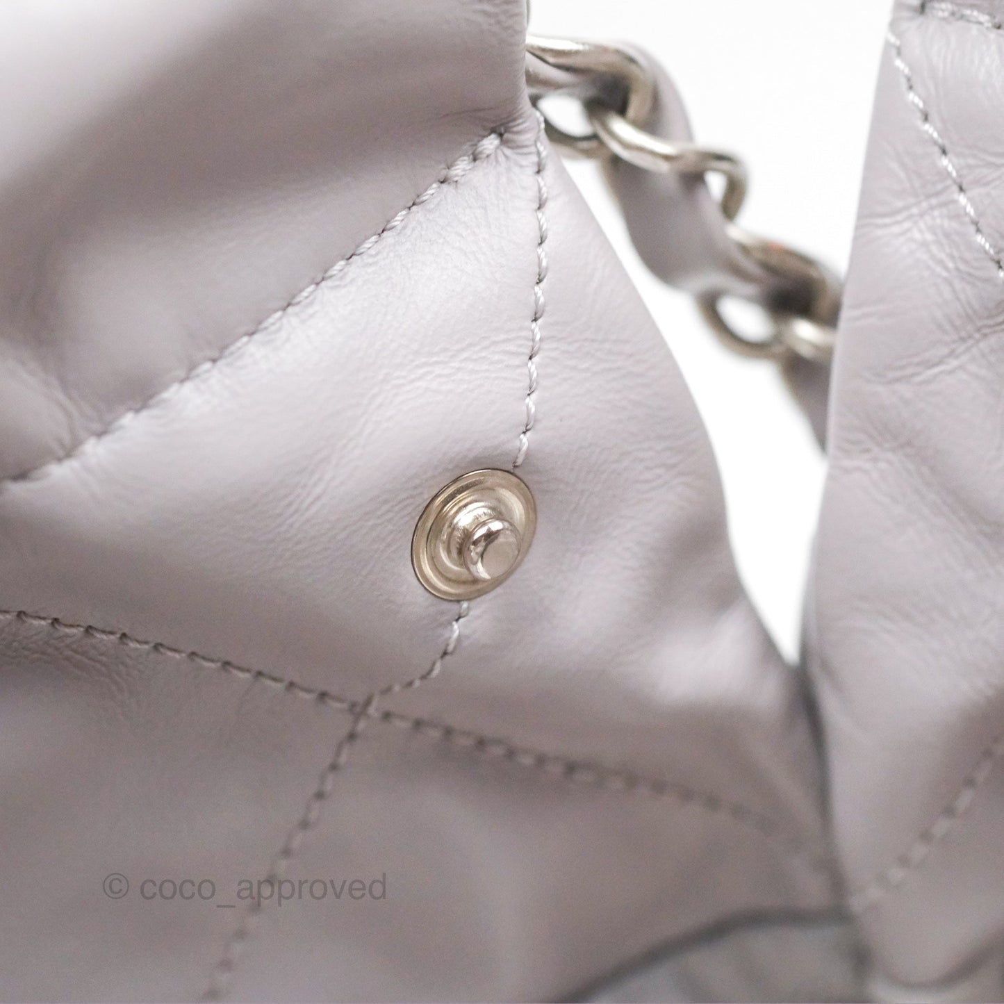 Chanel 22 Small Grey Aged Calfskin Matte Silver Hardware