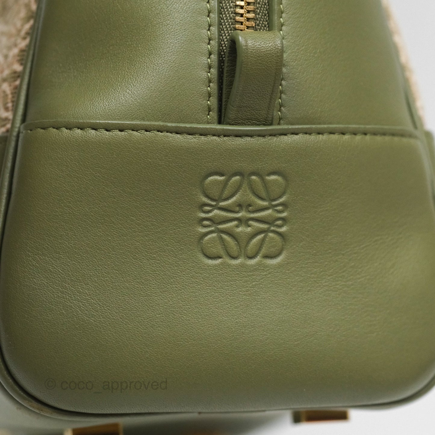 Loewe Amazona 19 Square Green/ Avocado Green in Anagram Jacquard and Calfskin