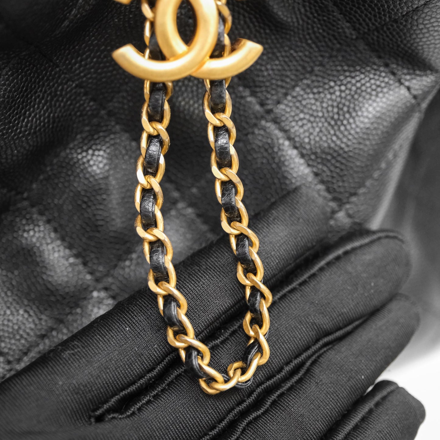 Chanel 25 Small Black Caviar Aged Gold Hardware