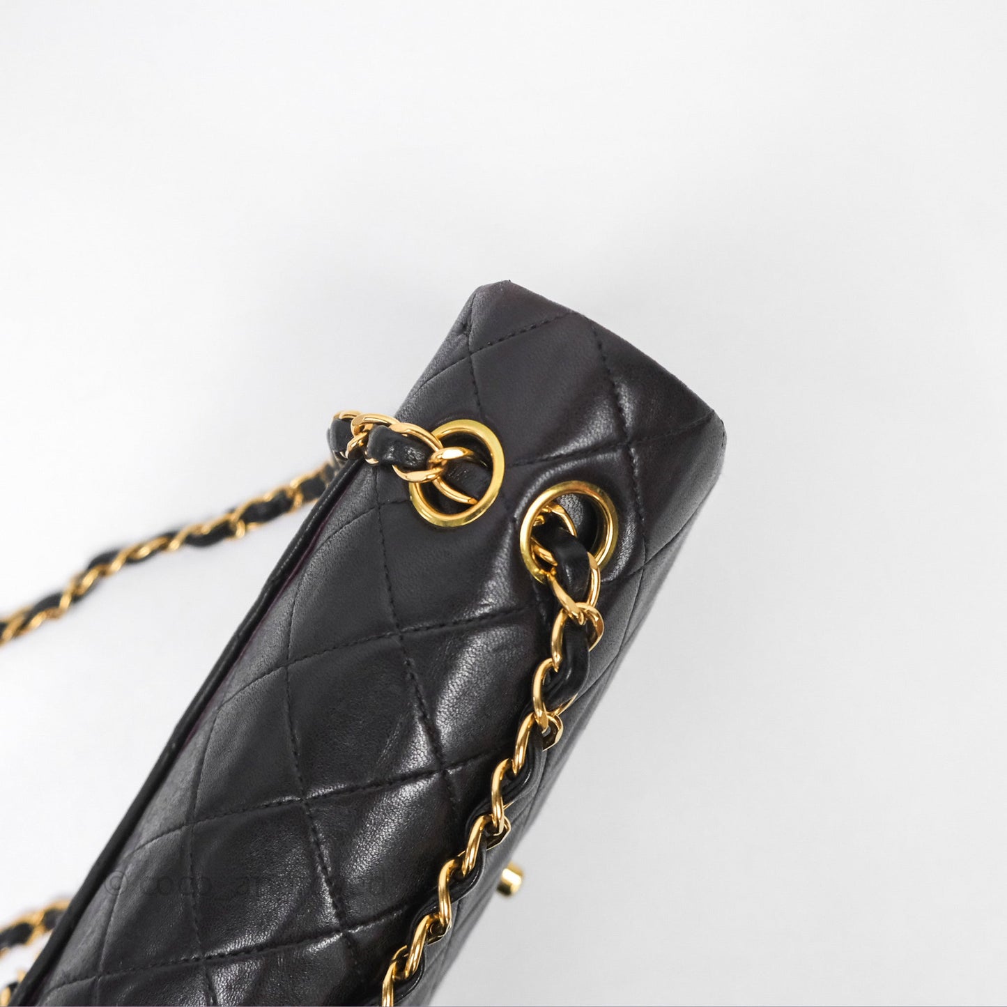 Chanel Vintage Lambskin Small Double Flap Bag Black Gold Hardware