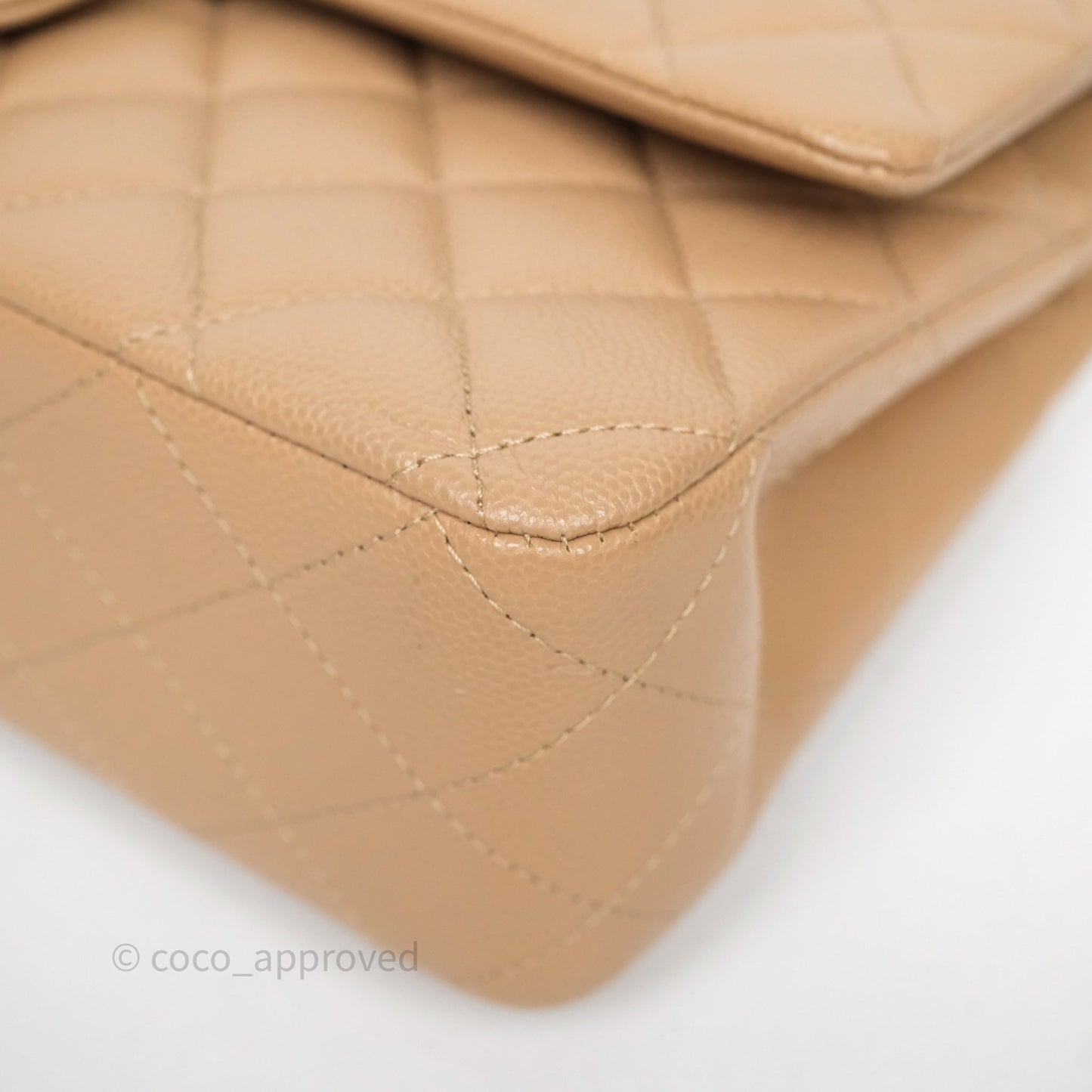 Chanel Classic M/L Medium Flap Quilted Dark Beige Caviar Gold Hardware