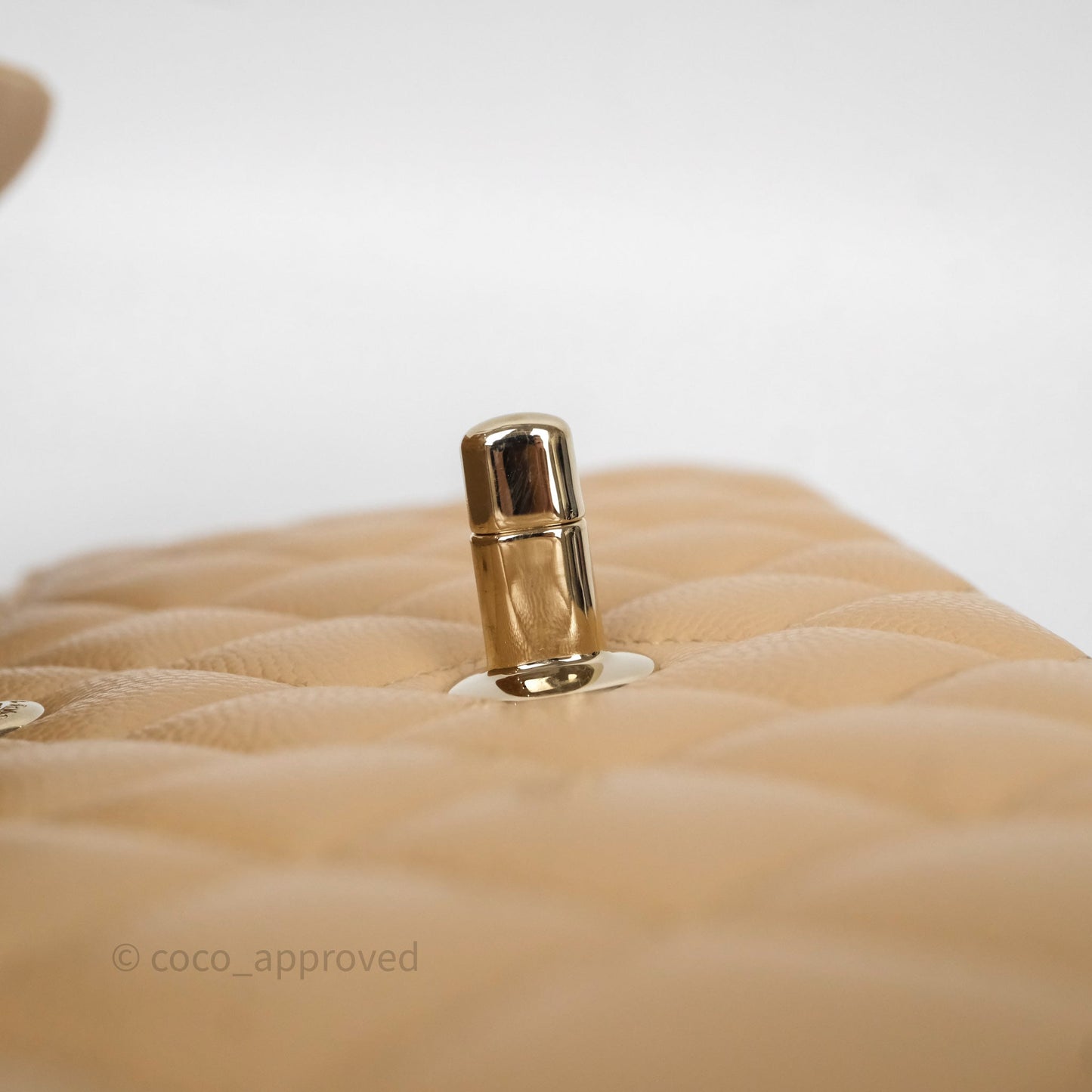 Chanel Classic M/L Medium Flap Quilted Beige Caviar Gold Hardware