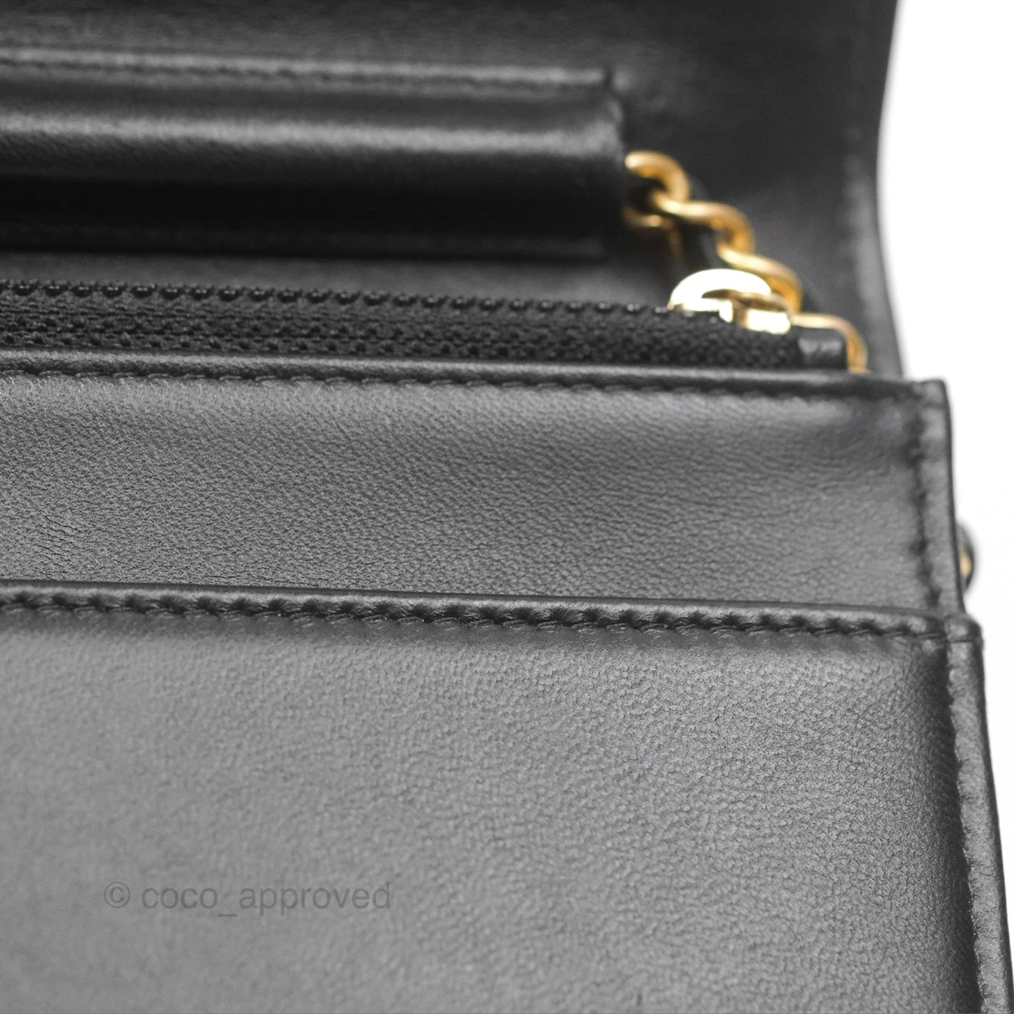 Chanel Quilted Boy Wallet on Chain WOC Black Calfskin Aged Gold Hardware