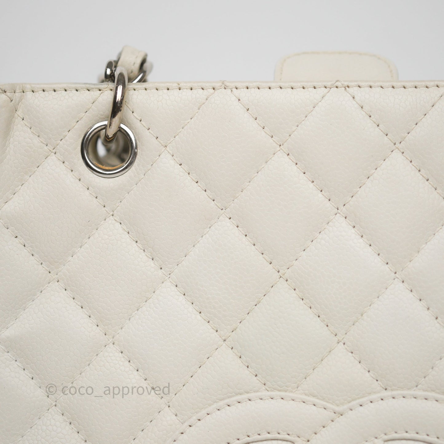 Chanel Vertical GST White Caviar Silver Hardware