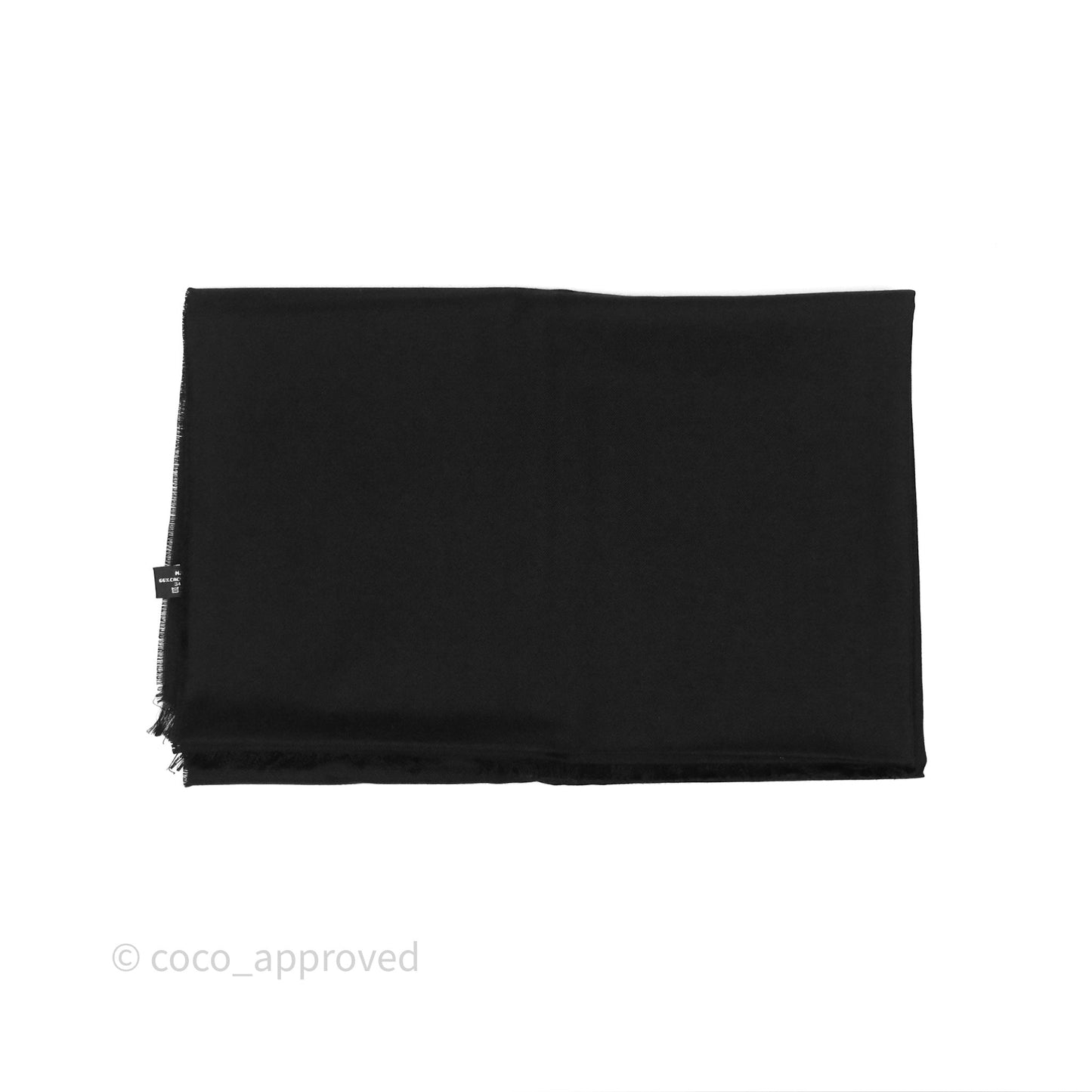 Chanel CC Logo Scarf Stole Black/ White Cashmere Silk