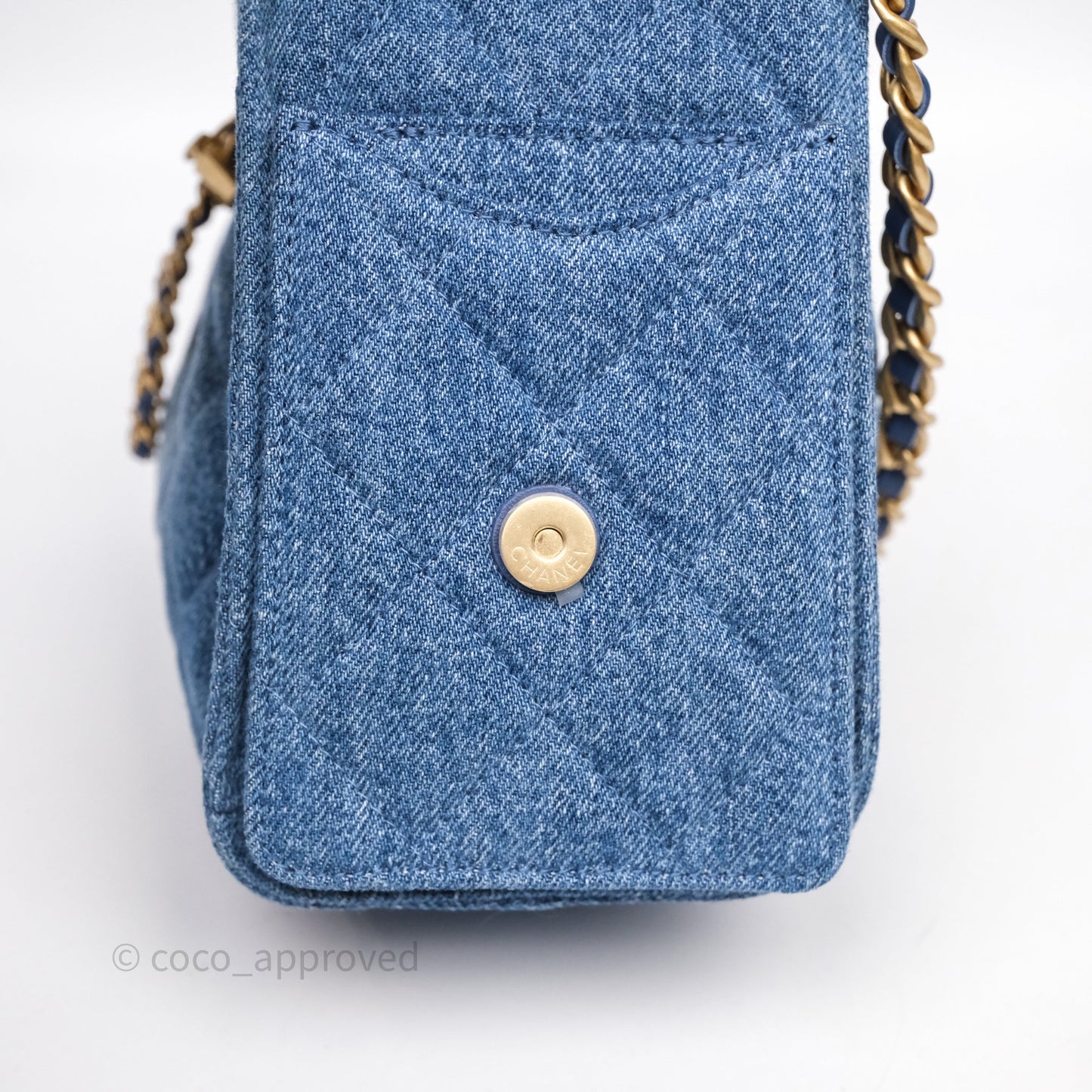 Chanel 25 Mini Washed Denim Aged Gold Hardware