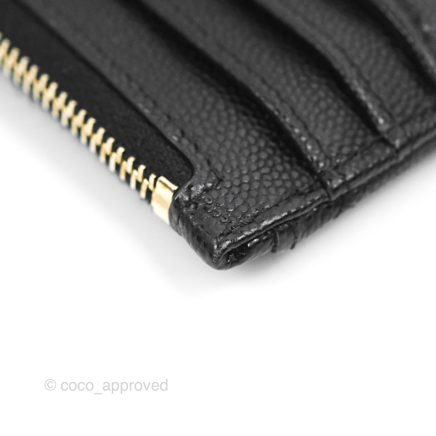 Chanel Quilted CC Zipped Card Holder Caviar Black Gold Hardware