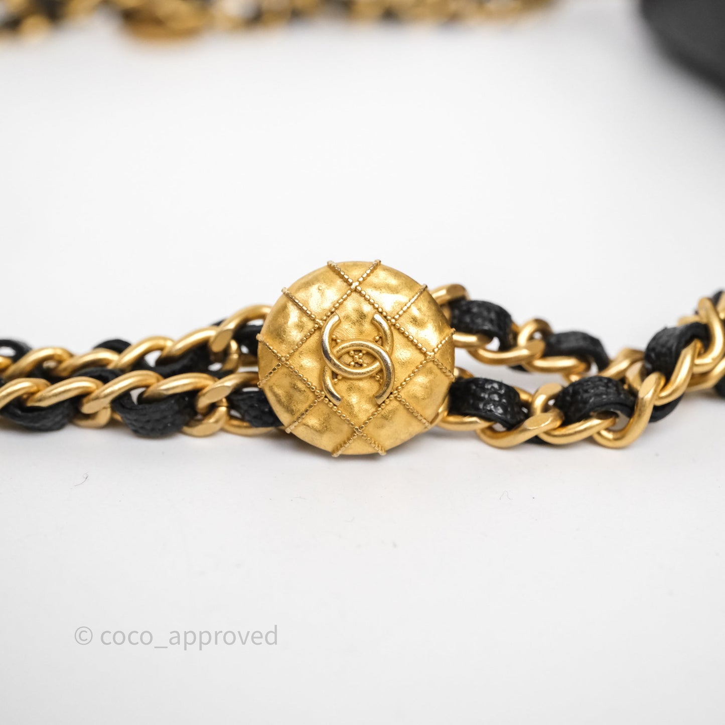 Chanel Quilted CC Coins Purse Chain Camera Case Black Caviar Aged Gold Hardware