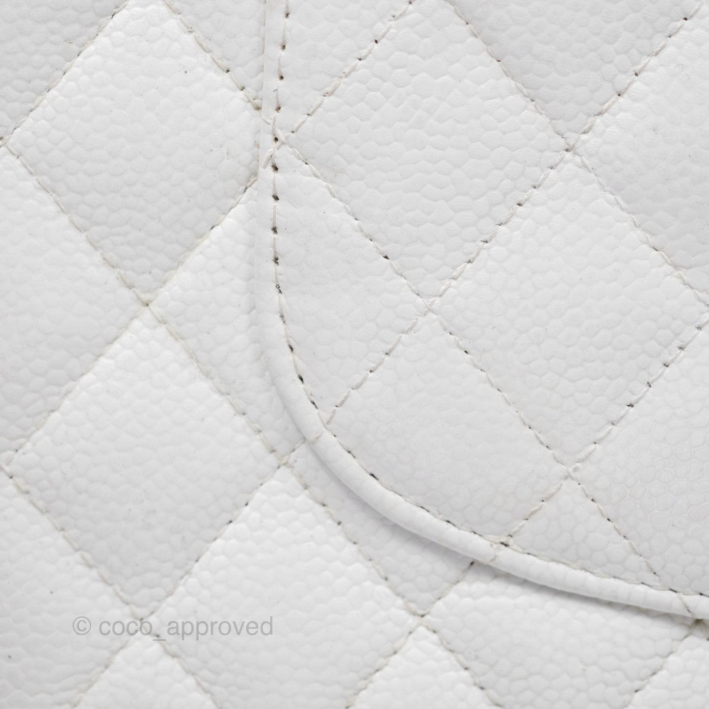 Chanel Classic M/L Medium Double Flap White Caviar Silver Hardware