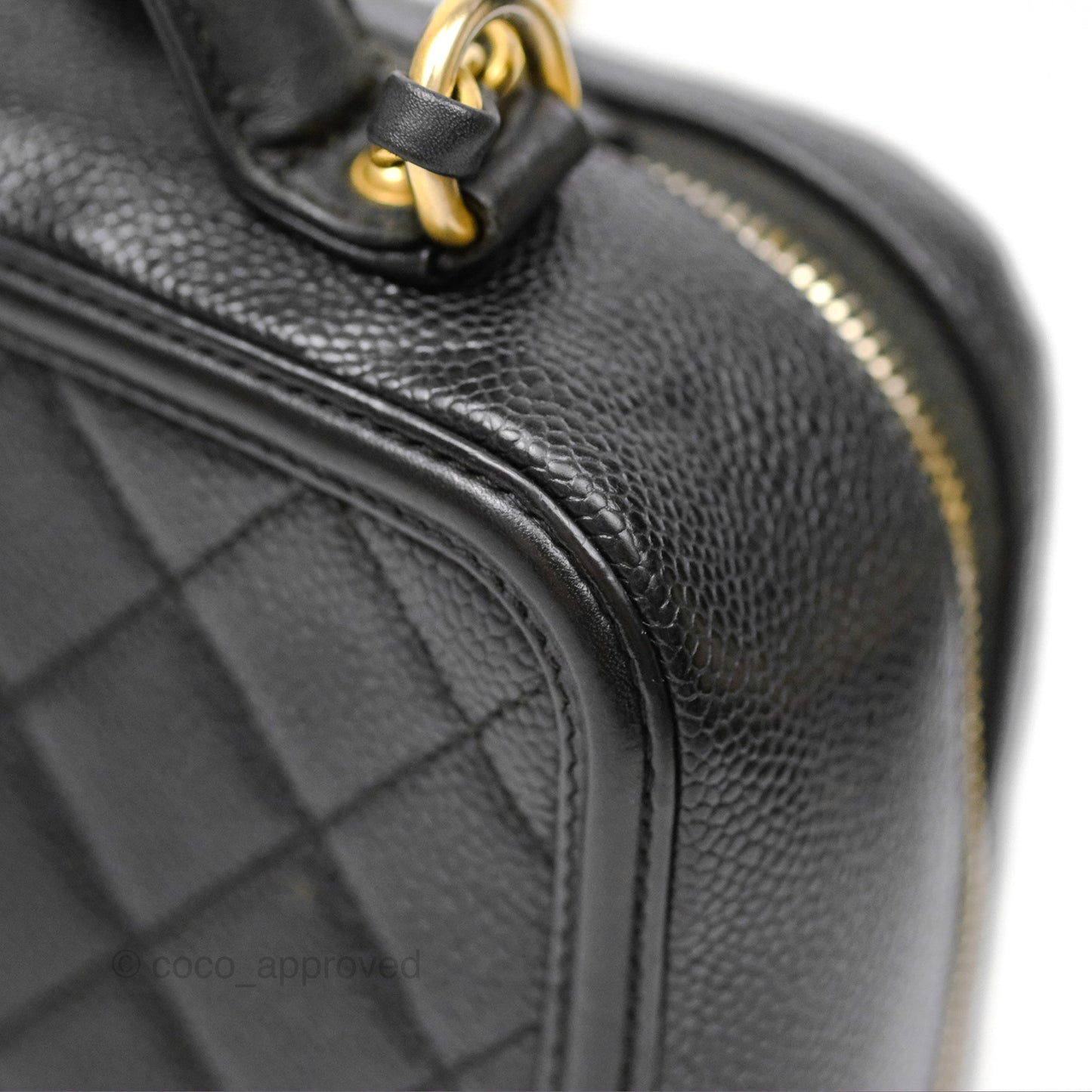 Chanel Quilted Medium CC Filigree Vanity Case Black Caviar Gold Hardware