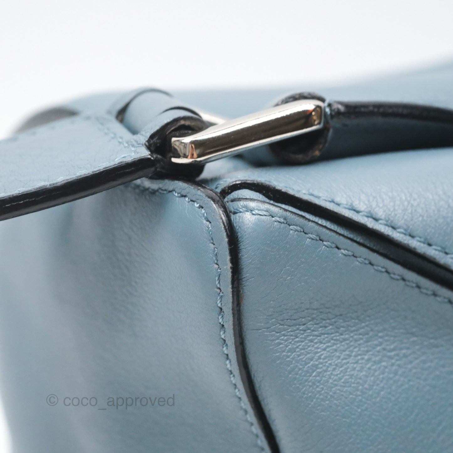 Loewe Small Puzzle Bag Blue Calfskin Silver Hardware