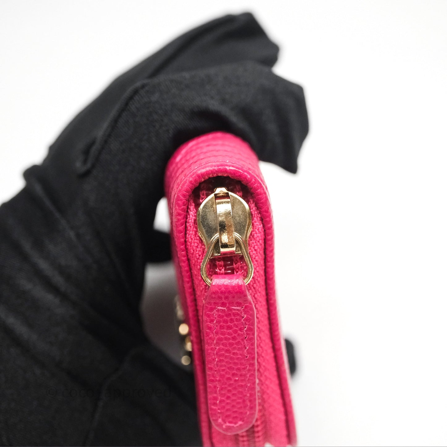 Chanel Boy Zipped Coin Purse Hot Pink Caviar Gold Hardware
