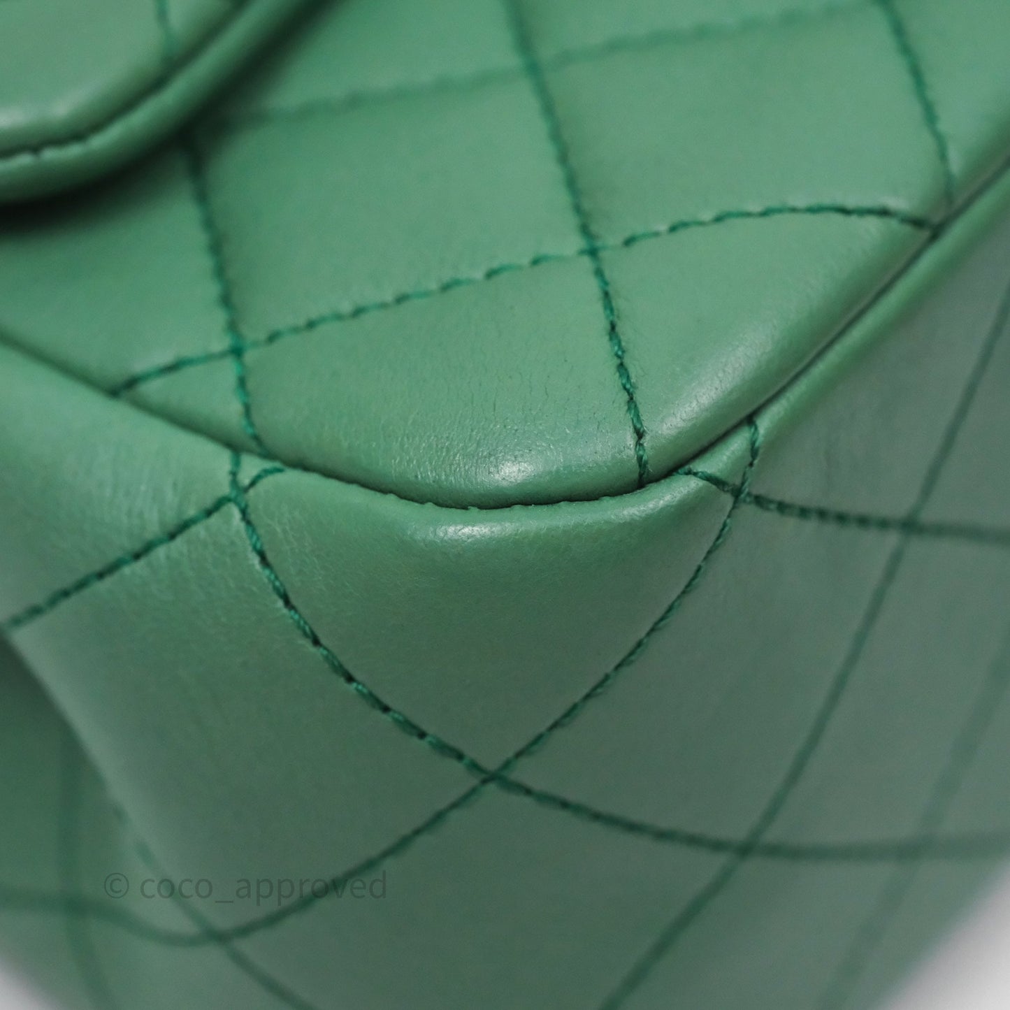 Chanel Pearl Crush Mini Square Quilted Green Lambskin Aged Gold Hardware