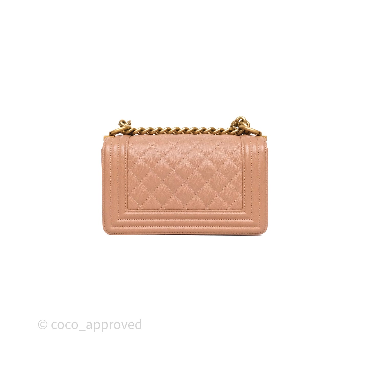 Chanel Small Boy Caviar Beige Pink Bag Aged Gold Hardware