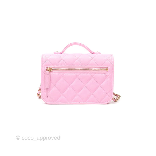 Chanel Business Affinity Clutch With Chain Pink Caviar Gold Hardware