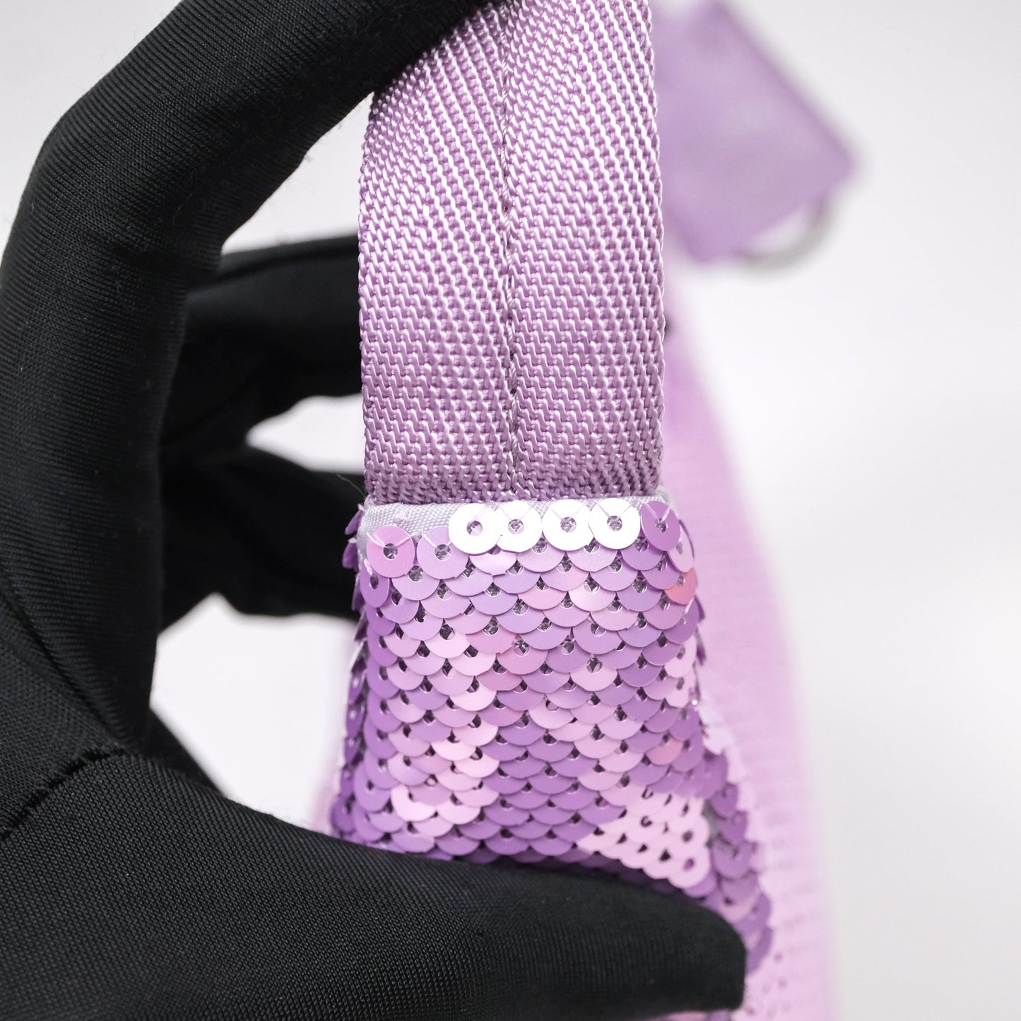 Prada Re-Edition 2000 Nylon Mini Hobo Bag Purple Sequin