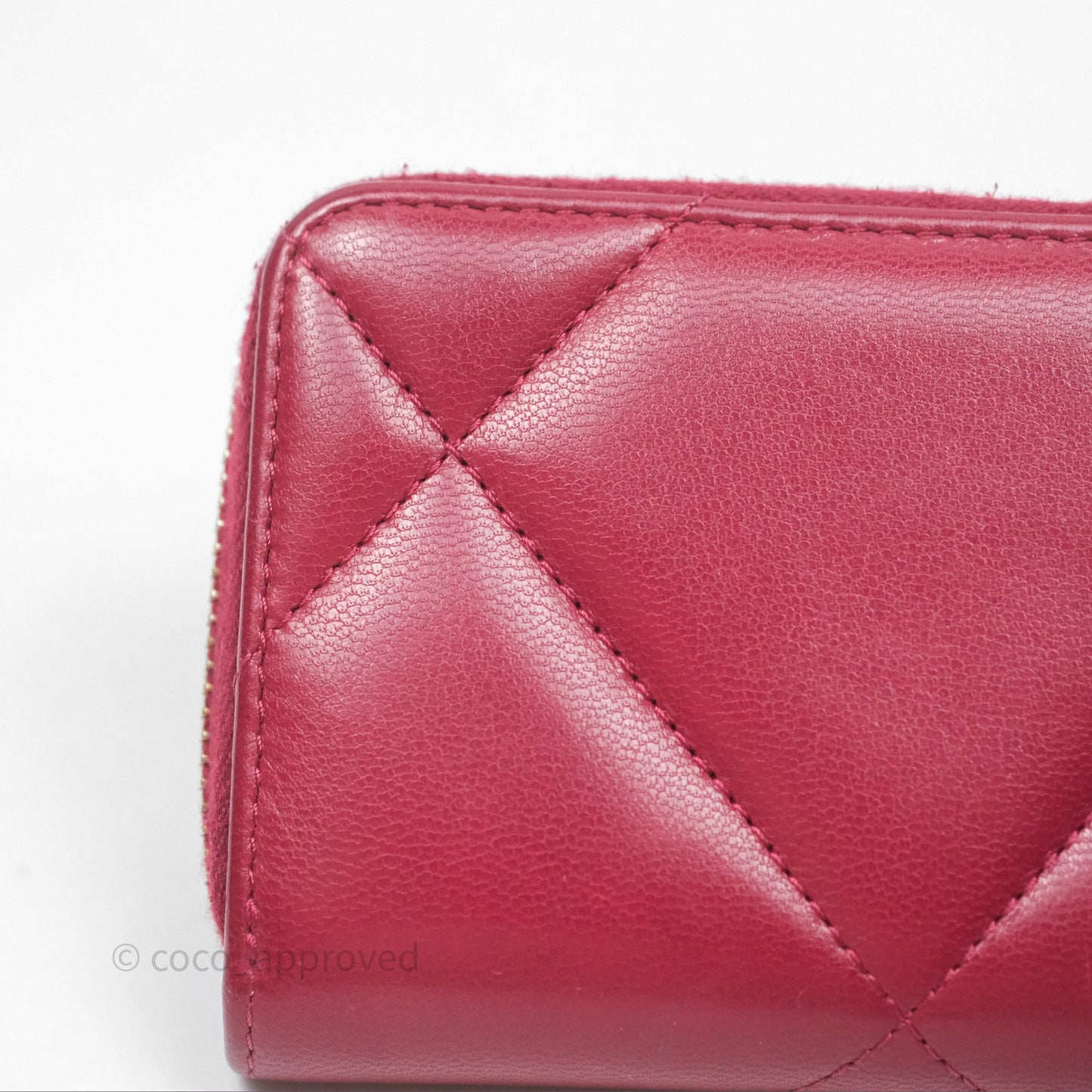 Chanel 19 Zip Card Holder Pink Lambskin Gold Hardware