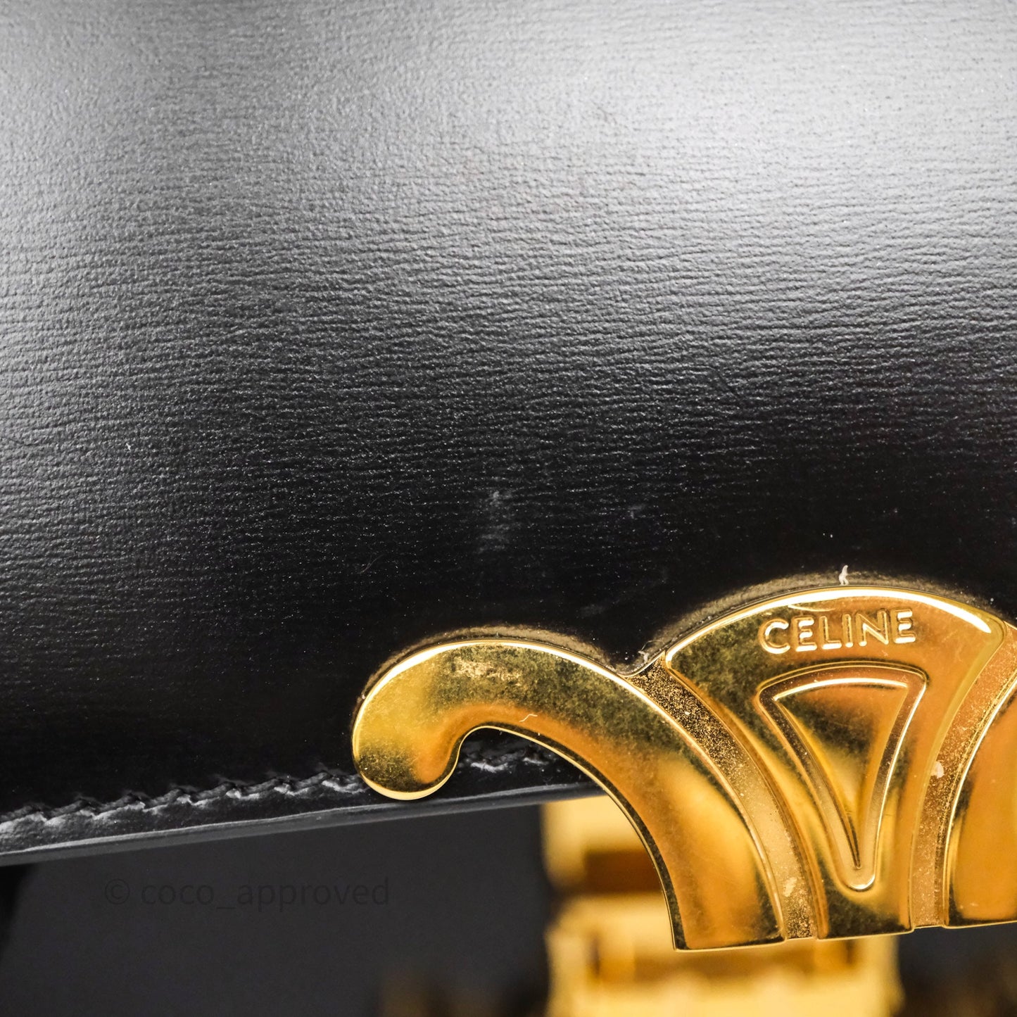 Celine Teen Triomphe Bag Black Shiny Calfskin Gold Hardware