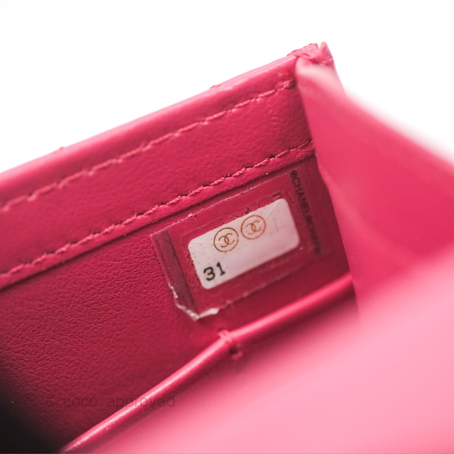 Chanel Quilted Perfect Fit Dark Pink Phone Holder Aged Gold Hardware