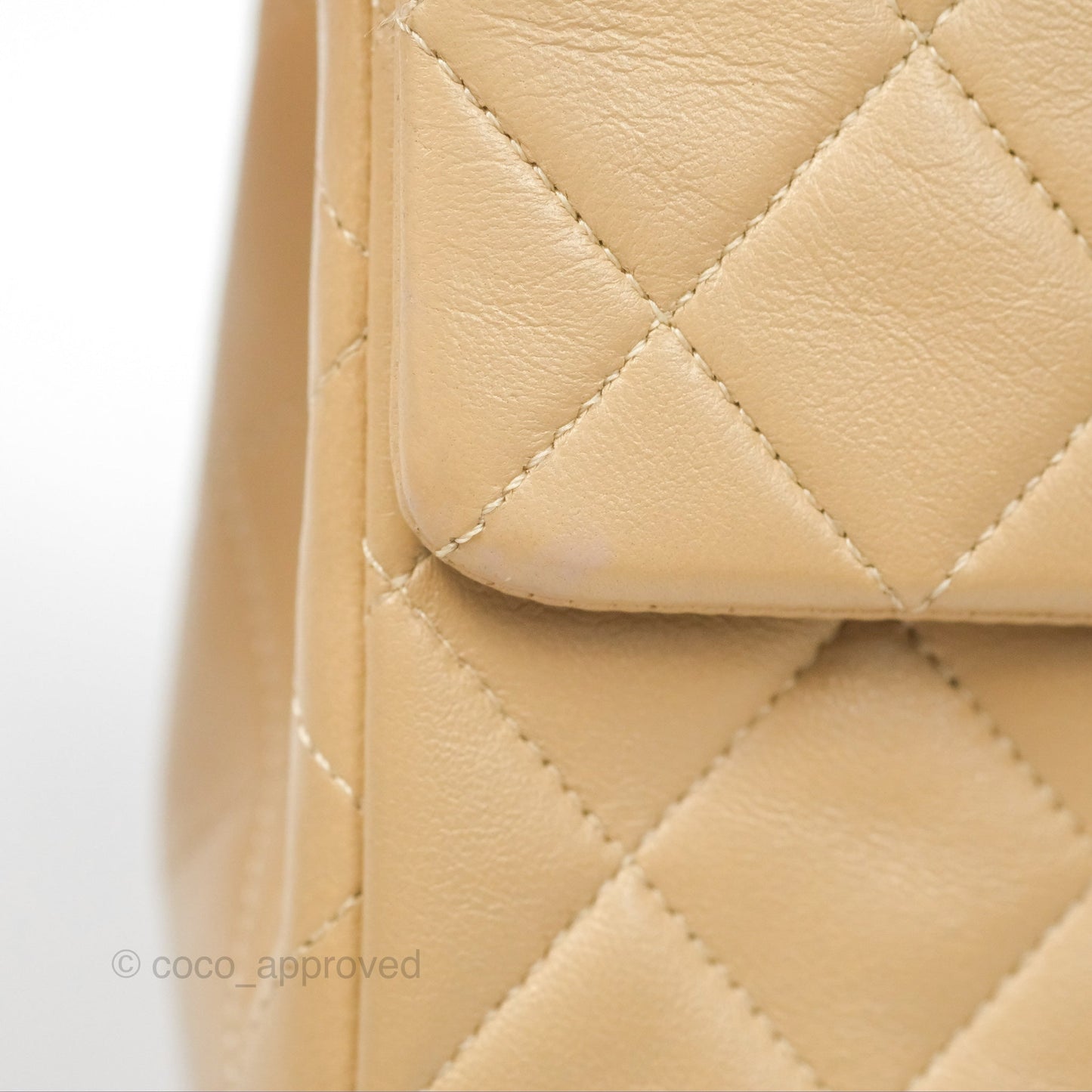 Chanel Vintage Square Flap Bag Beige Lambskin 24K Gold Hardware