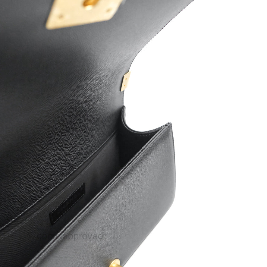 Chanel Quilted Medium Boy Black Caviar Aged Gold Hardware
