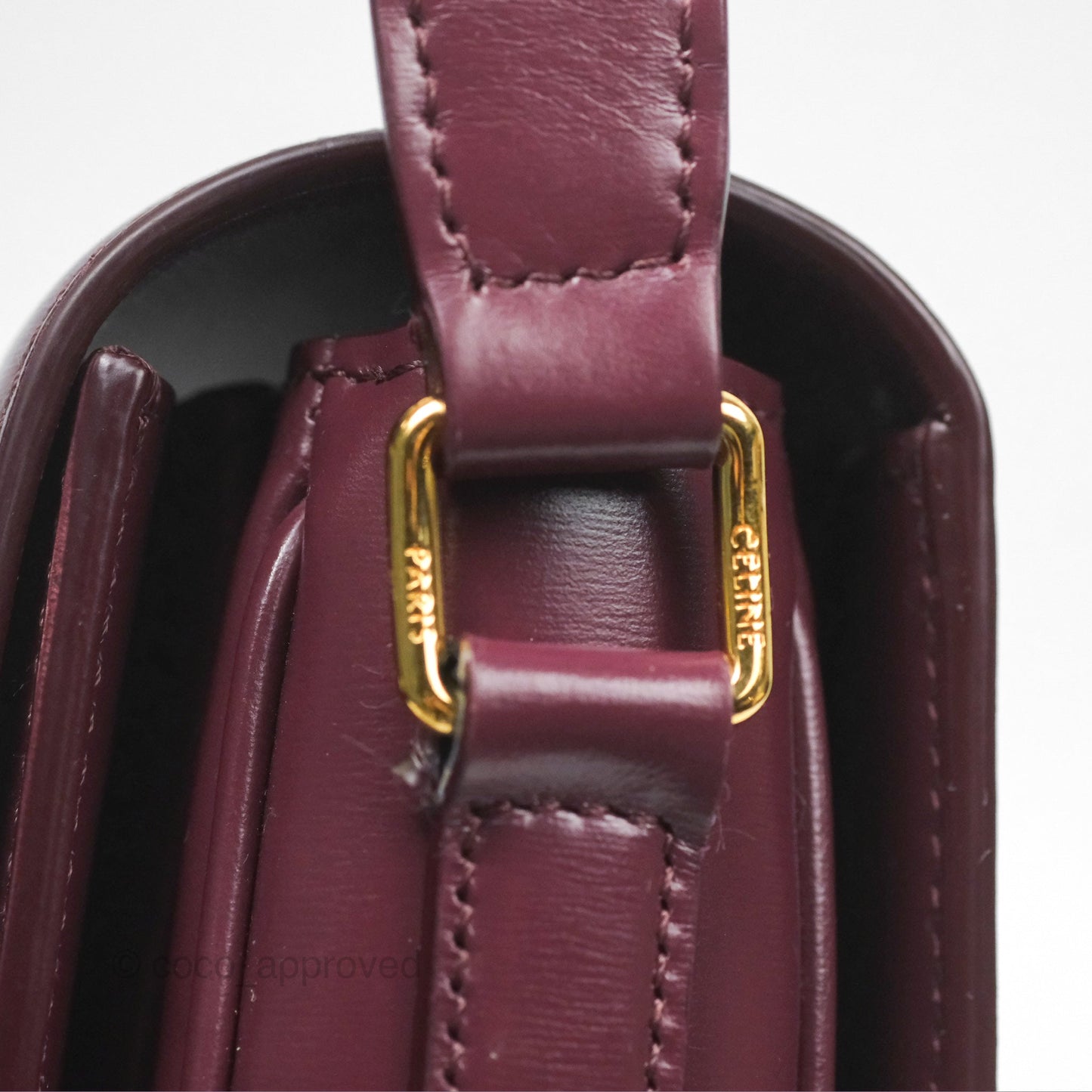 Celine Medium Triomphe Acai Burgundy Shiny Calfskin