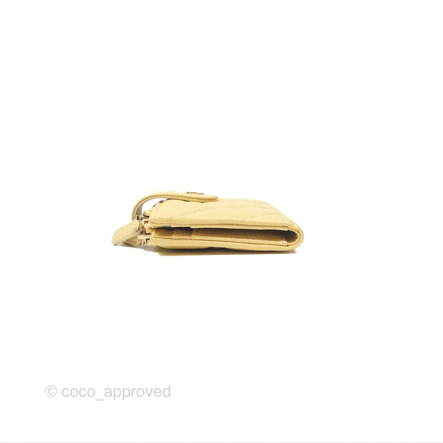 Chanel Classic Double Zip Card Case Yellow Caviar Gold Hardware