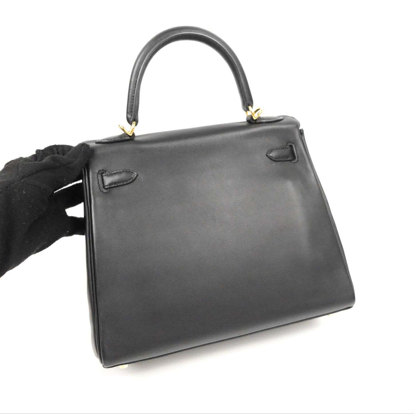 Hermès Retourne Kelly 25 Black Swift Gold Hardware