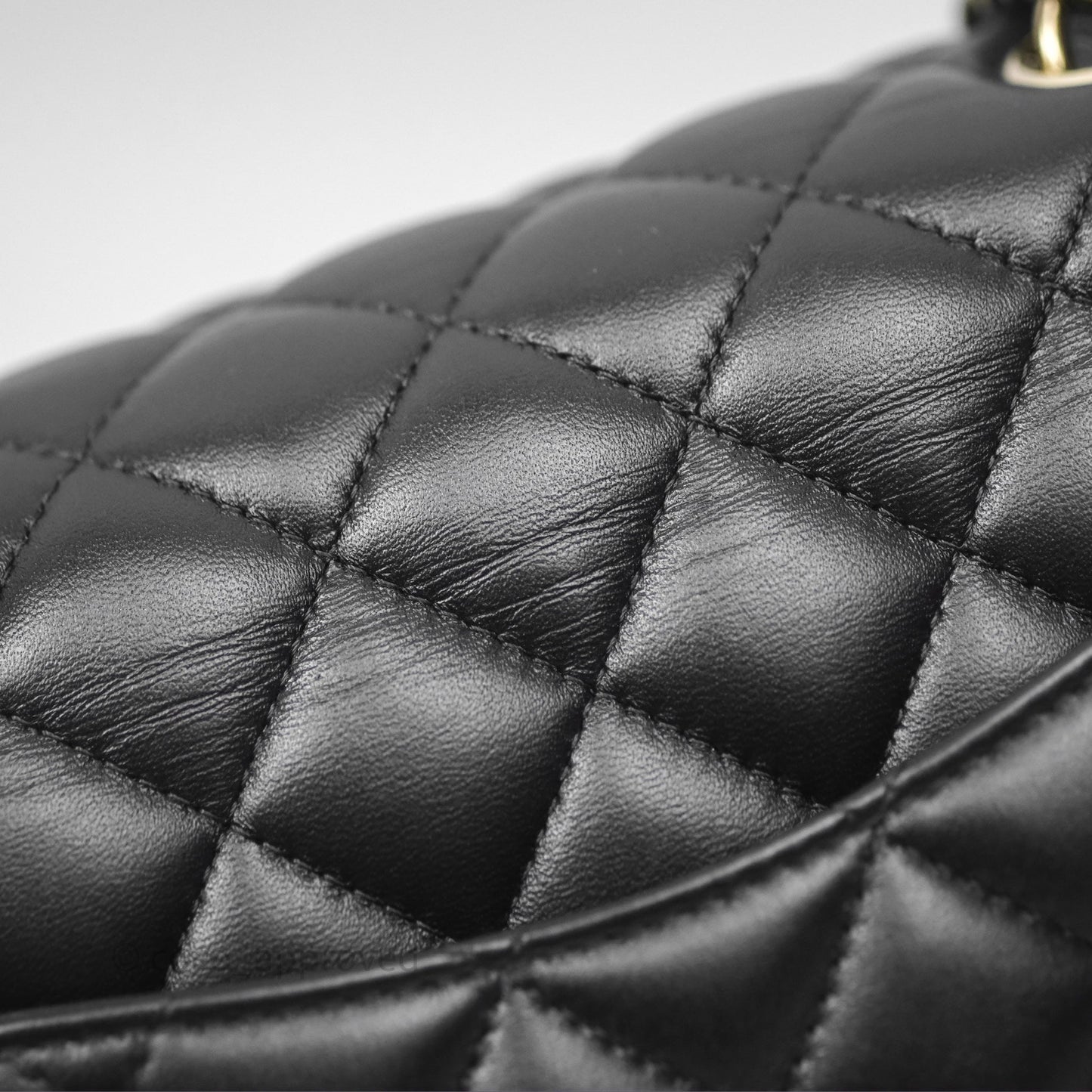 Chanel Mini Square Flap Quilted Black Lambskin Gold Hardware