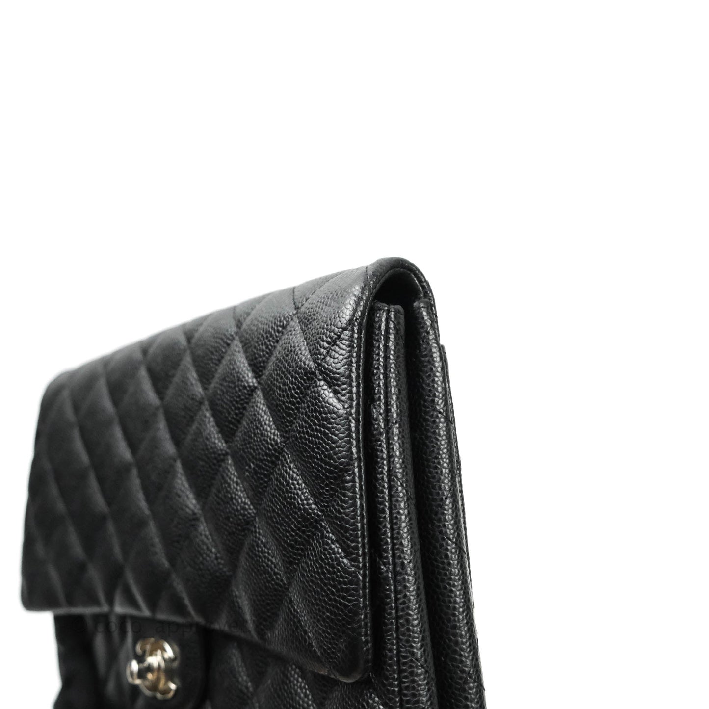 Chanel Quilted Clutch with Chain Black Caviar Silver Hardware