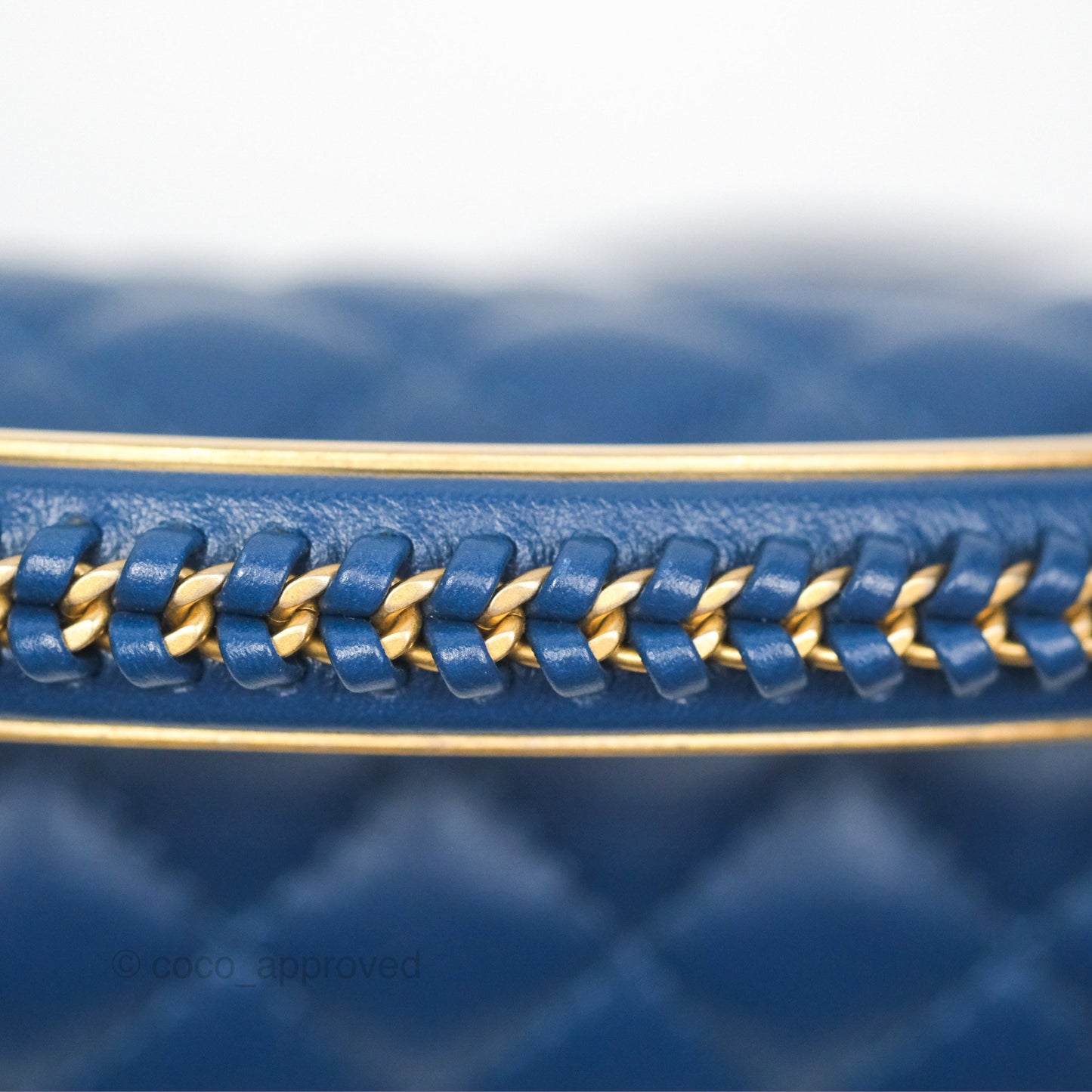 Chanel Quilted Medium Boy With Handle Dark Blue Calfskin Aged Gold Hardware