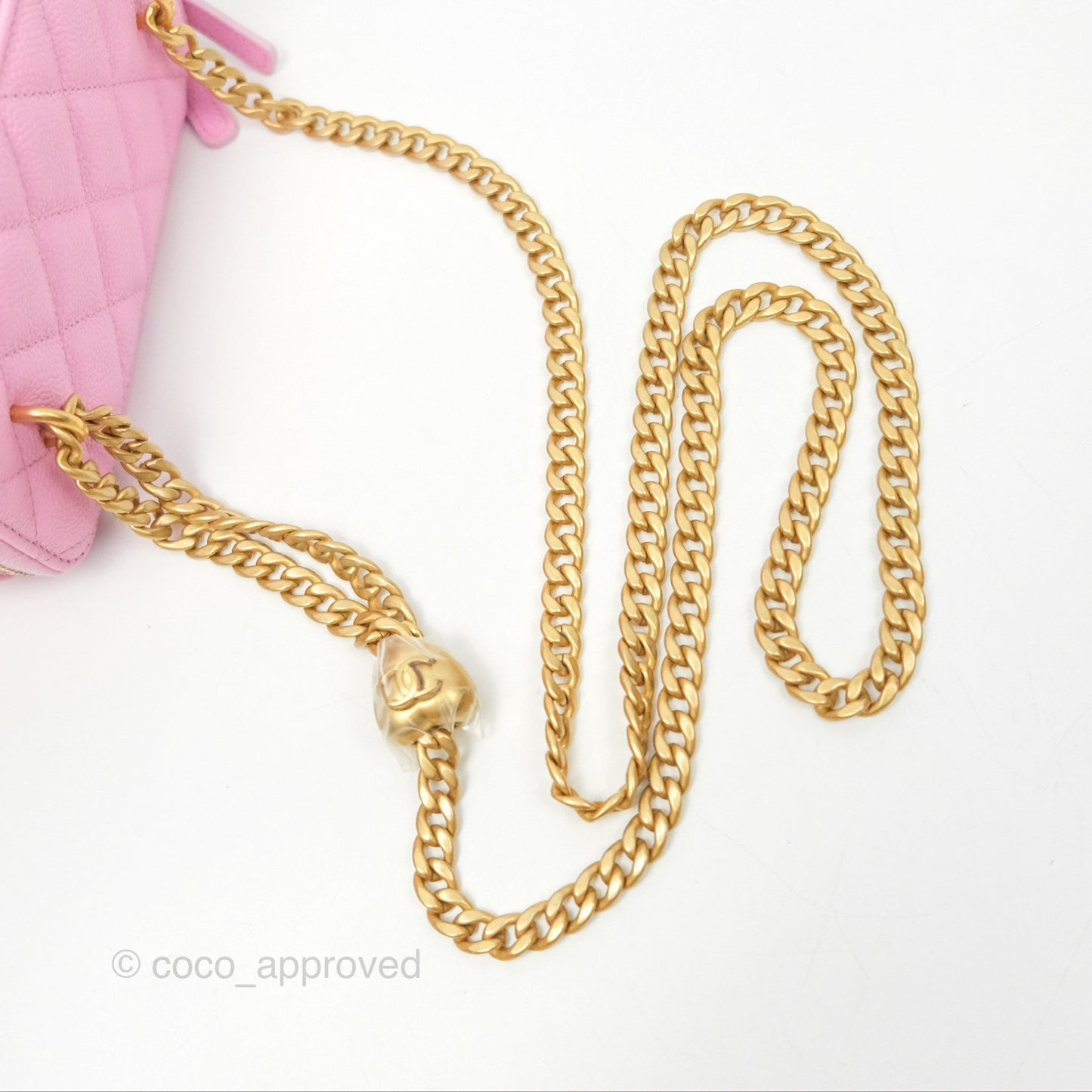 Chanel Vanity Heart Crush Adjustable Chain Pink Caviar Aged Gold Hardware