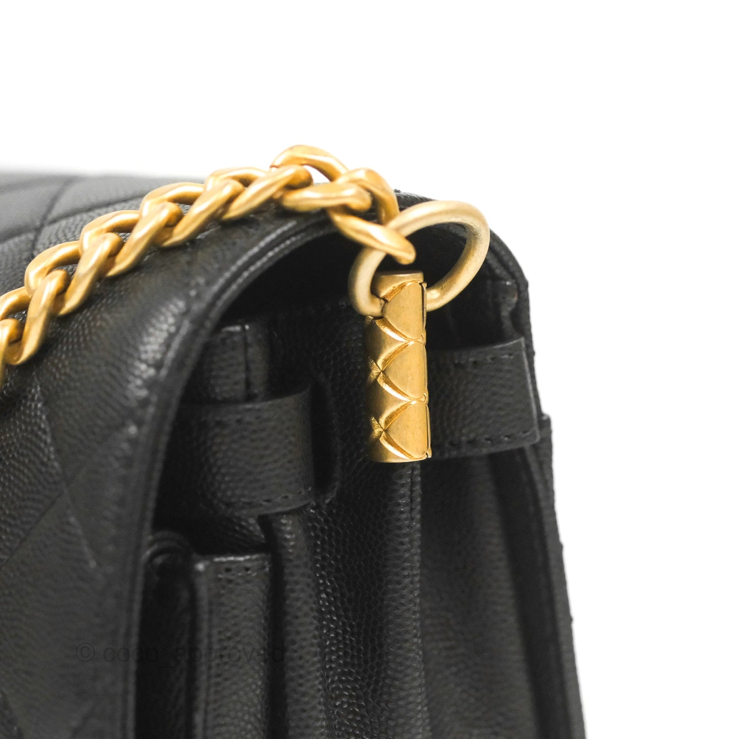 Chanel Mini Messenger Bag Black Caviar Aged Gold Hardware 21K