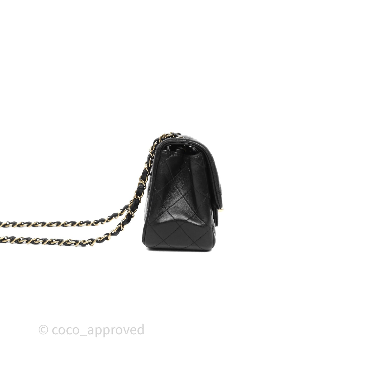 Chanel Mini Square Quilted Black Lambskin Gold Hardware