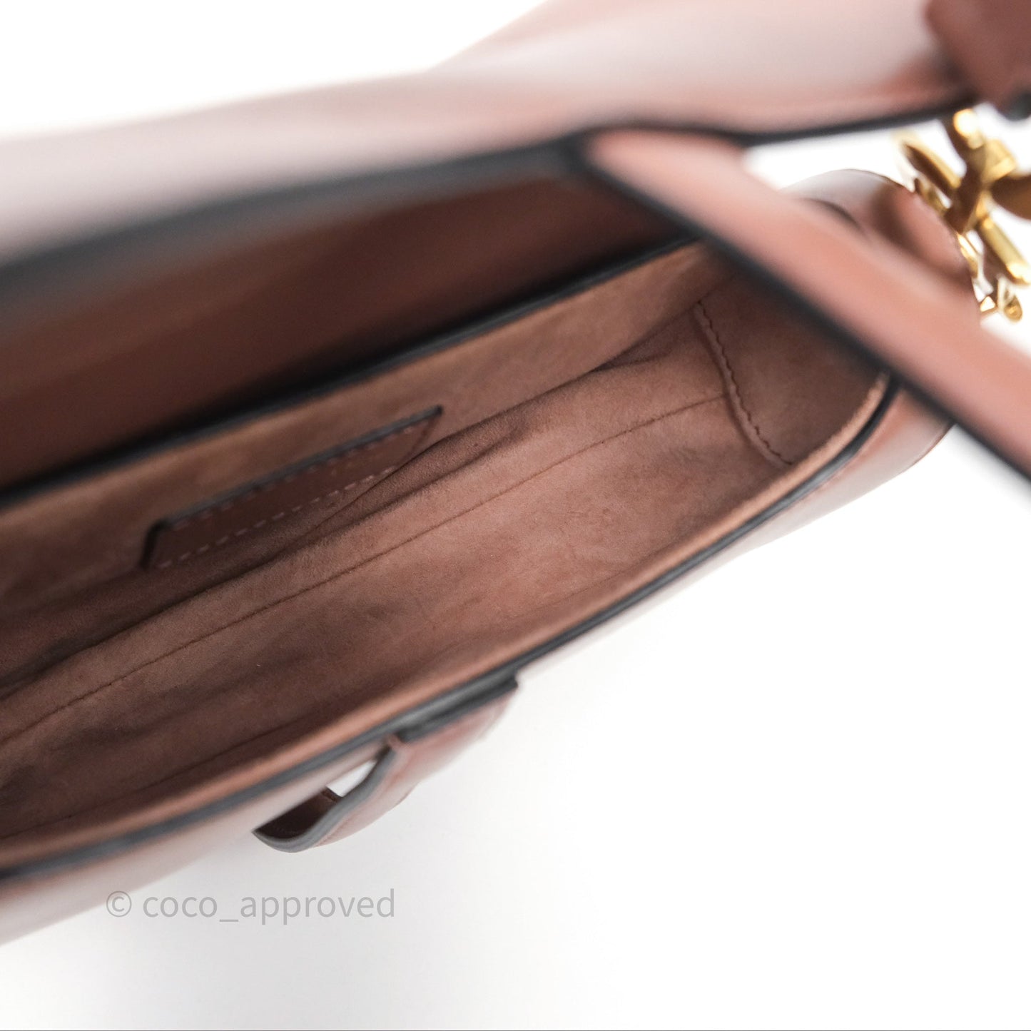 Christian Dior Mini Saddle Bag Rose Taupe Grained Calfskin Gold Hardware