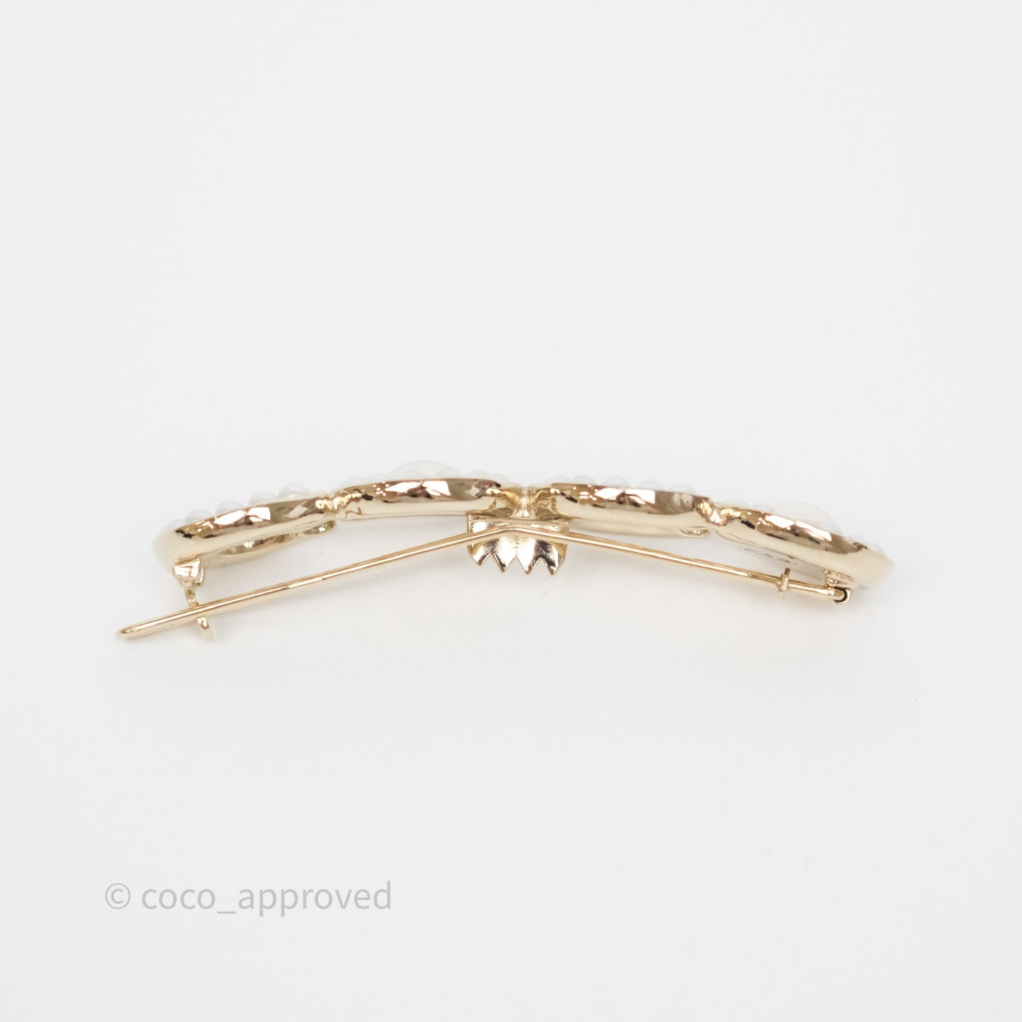 Chanel CC Coco Pearl Hair Clip Gold Tone 21P