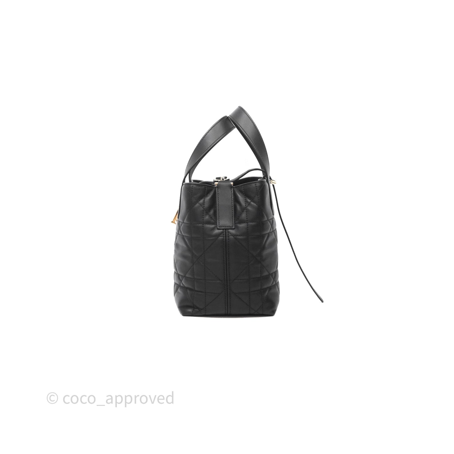 Christian Dior Small Toujours Vertical Tote Bag Black Macrocannage Calfskin Gold Hardware