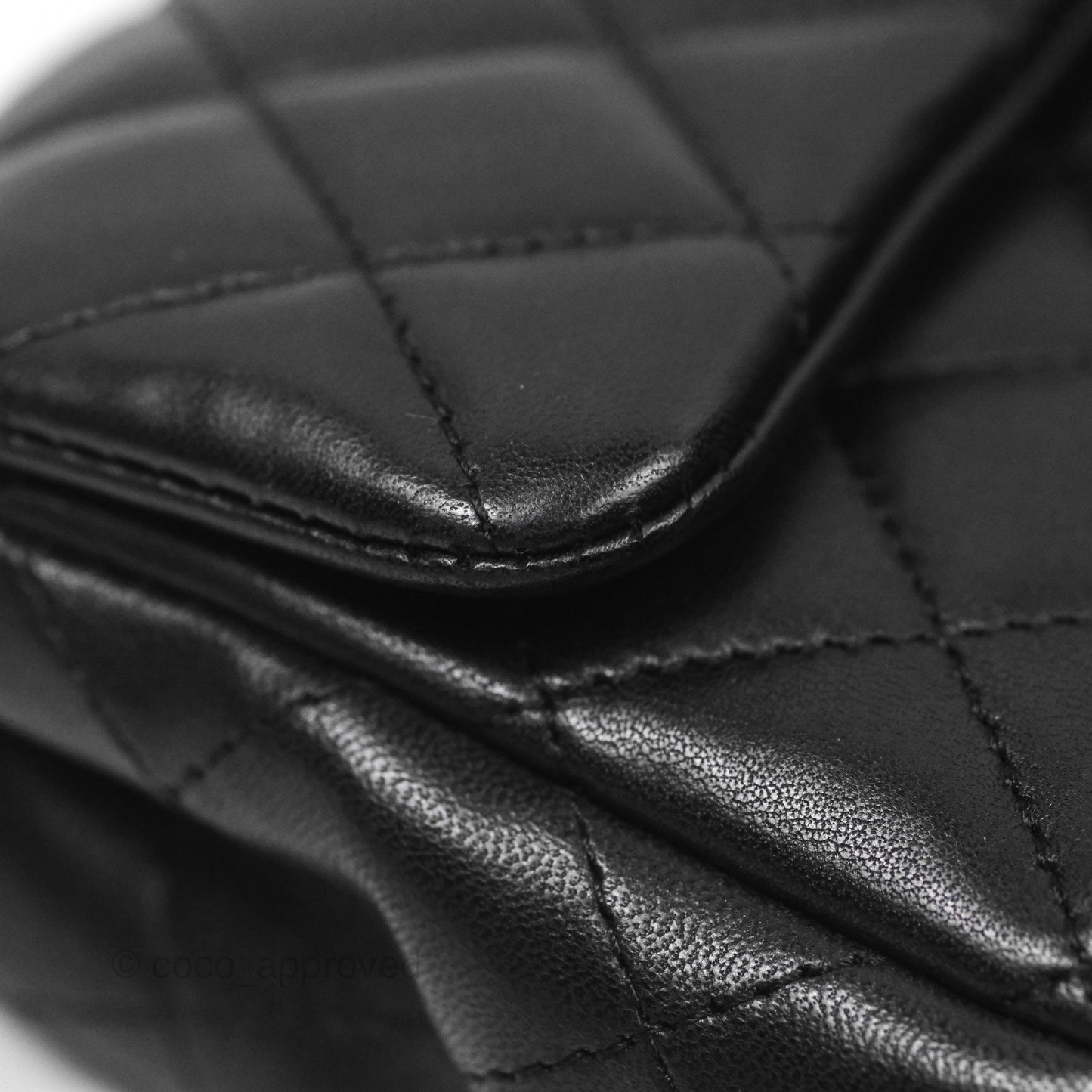 Chanel Quilted East West Flap Bag Black Lambskin Gold Hardware