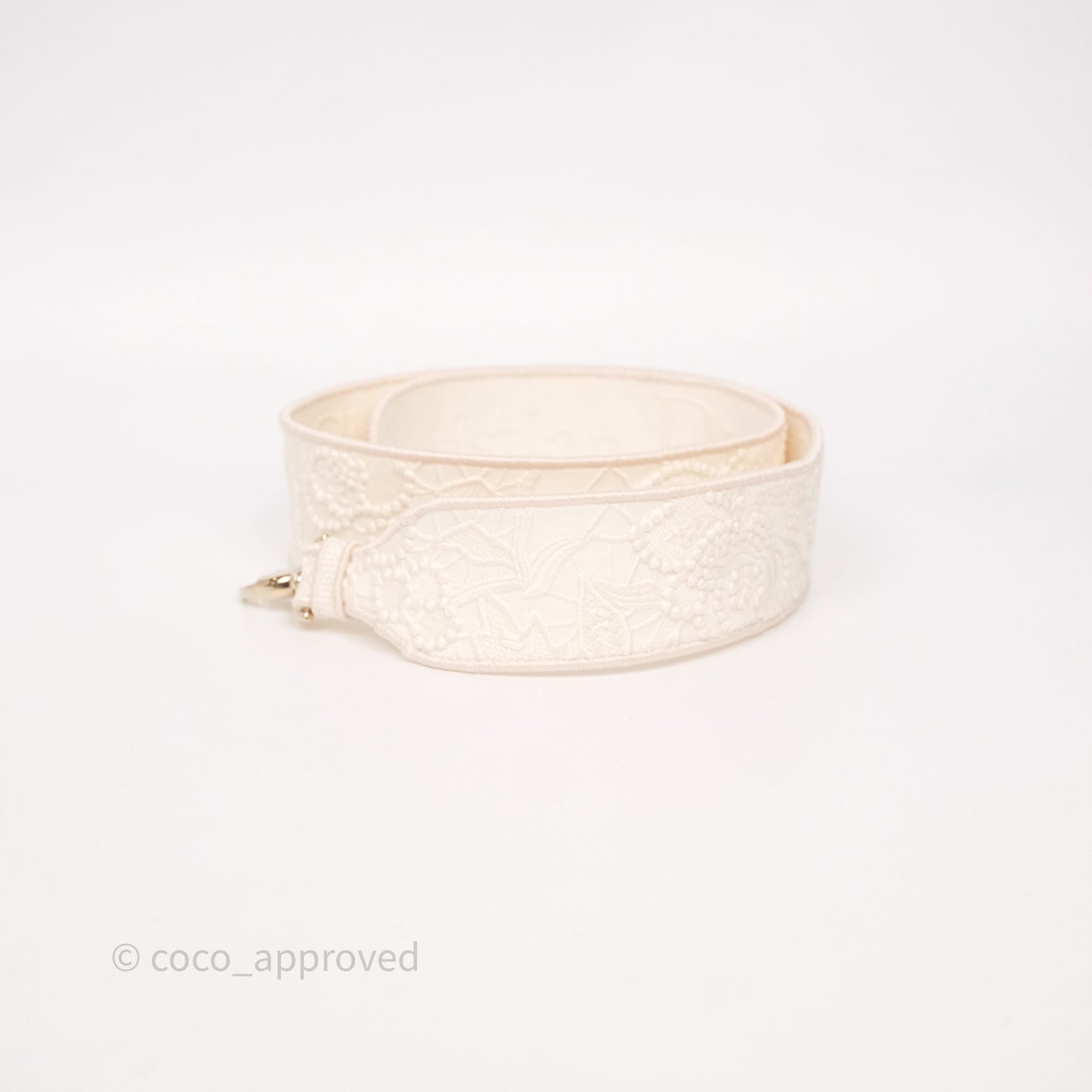 Christian Dior Lace Medium Lady Dior Ivory White Gold Hardware